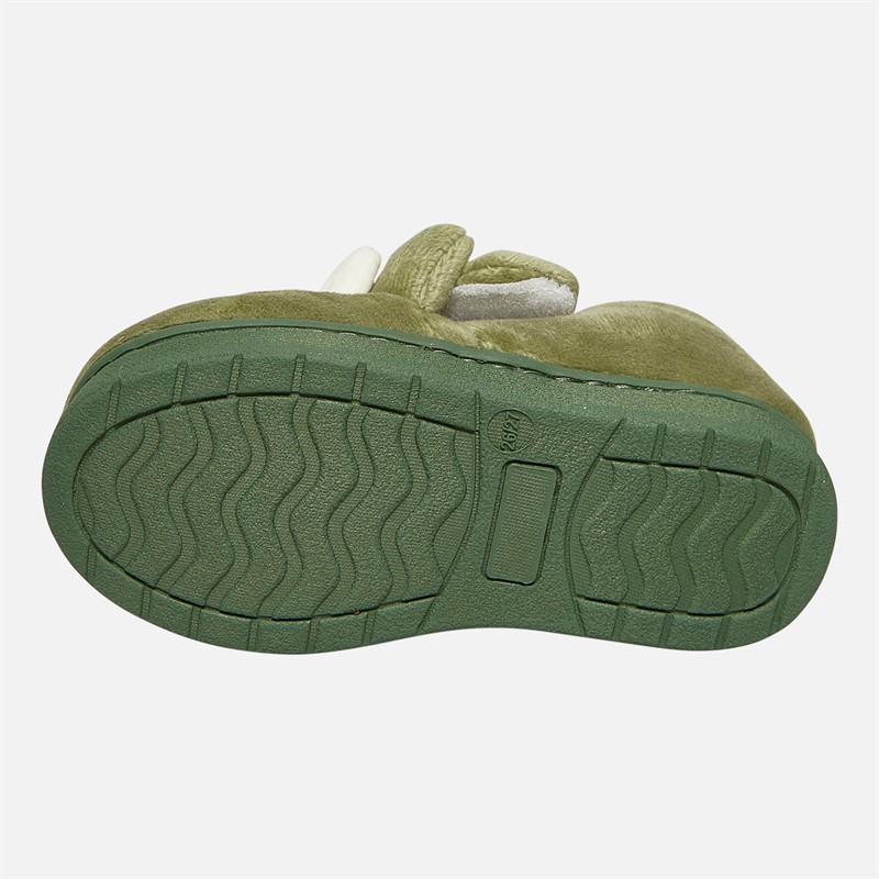 Mad Wax Boys Dinosaur Touch Fastening Slippers Green