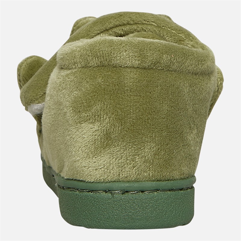 Mad Wax Boys Dinosaur Touch Fastening Slippers Green