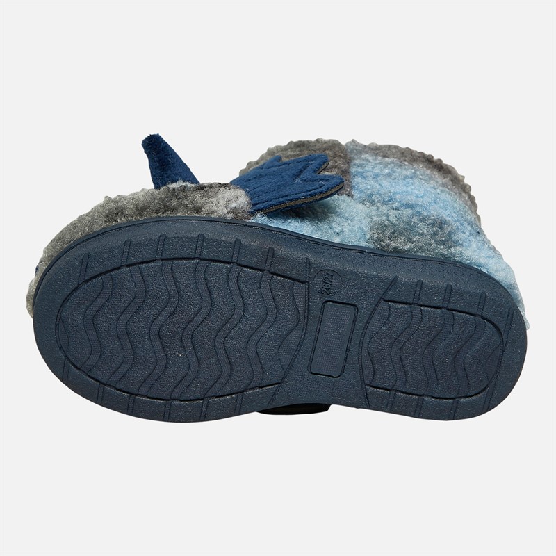 Mad Wax Boys Dinosaur Bootie Slippers Grey/Blue