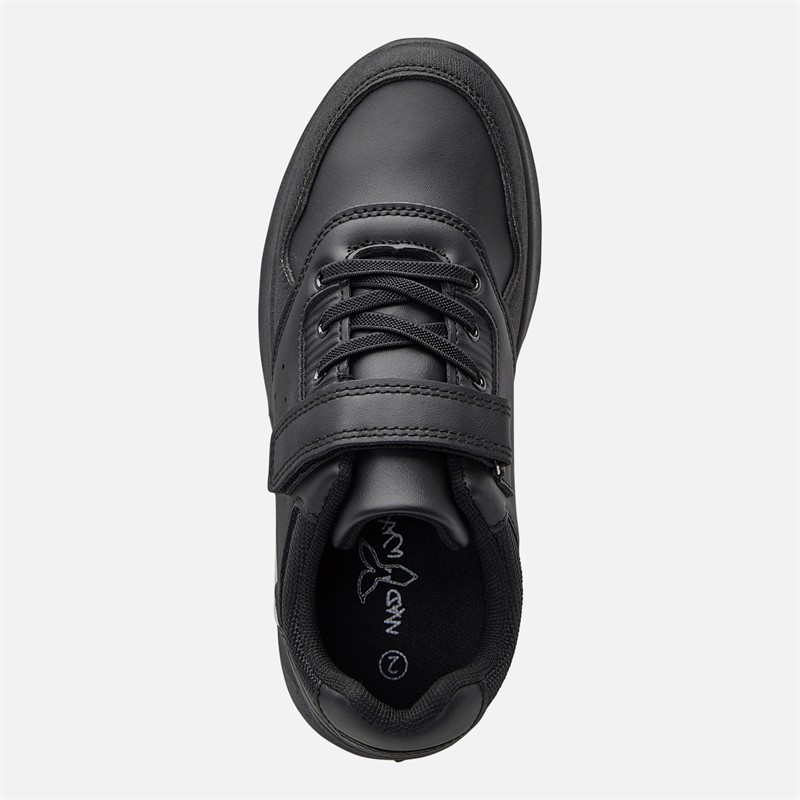 Mad Wax Junior Boys Strap Trainers Black Pu