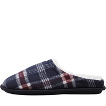 Mad Wax Mens Checked Mule Slippers Navy/Red