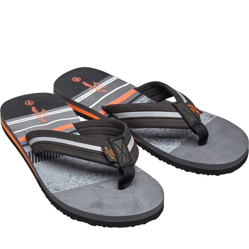 Buy Mad Wax Mens Printed Toe Post Sandals Black/Grey/Orange