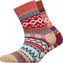 Kiku Womens Two Pack Fairisle Socks Brown/Coral Cream