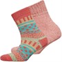 Kiku Womens Two Pack Fairisle Socks Coral/Blue Cream