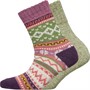 Kiku Womens Two Pack Fairisle Socks Purple/Green