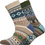 Kiku Womens Two Pack Fairisle Socks Cream/Blue Green