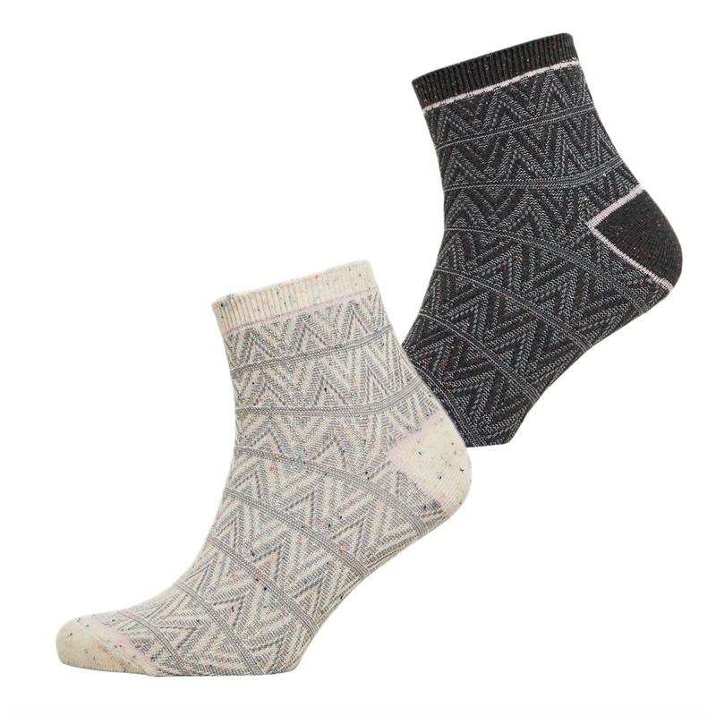 Kiku Womens Two Pack Quarter Socks Multi