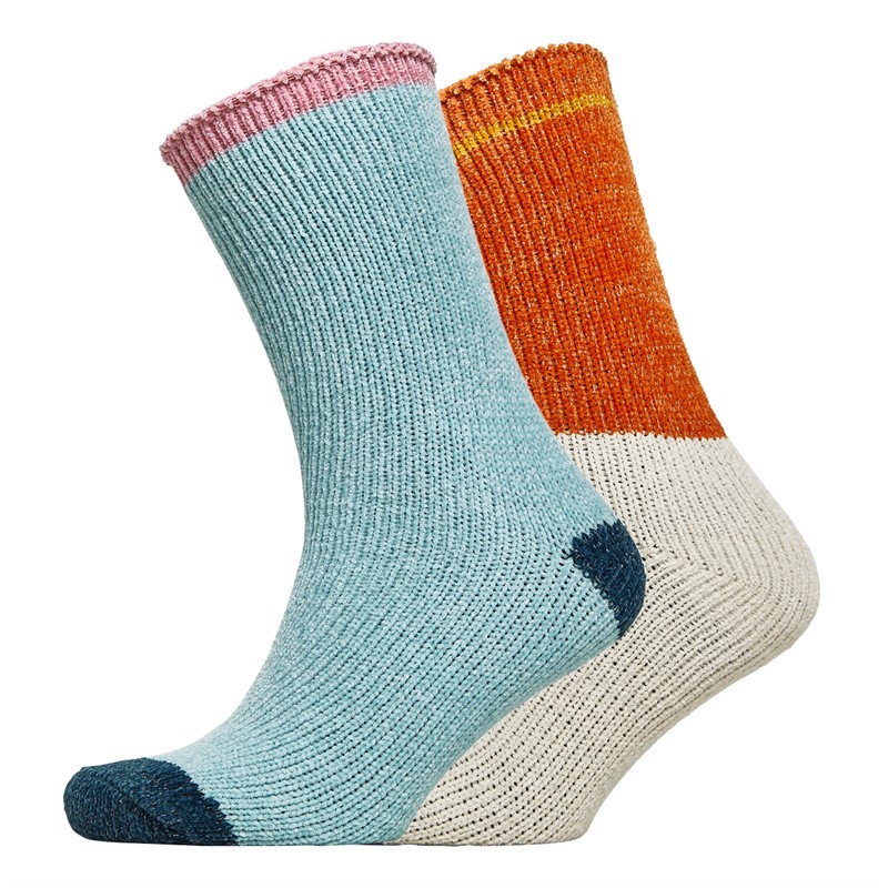 Kiku Womens Two Pack Chenille Lurex Socks Multi