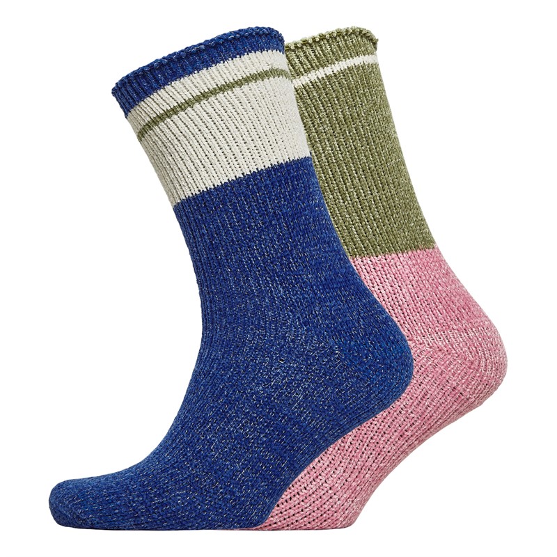 Kiku Womens Two Pack Chenille Lurex Socks Multi