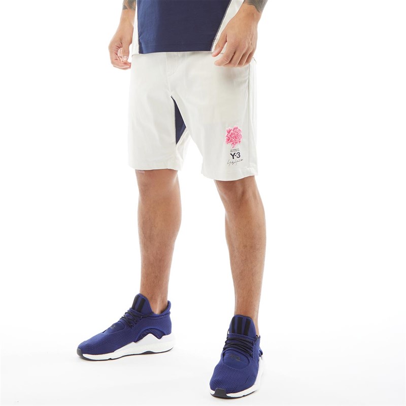 Buy Y3 Mens Flower Print Sateen Shorts Champagne