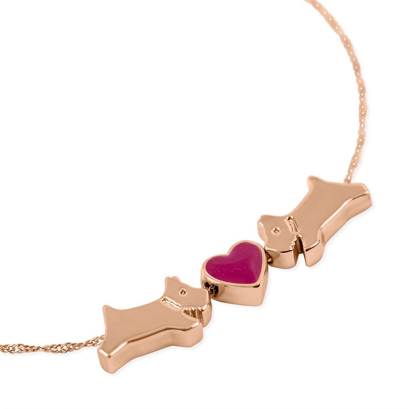 RADLEY Womens Heart Dog Bracelet 18ct Rose Gold Plated
