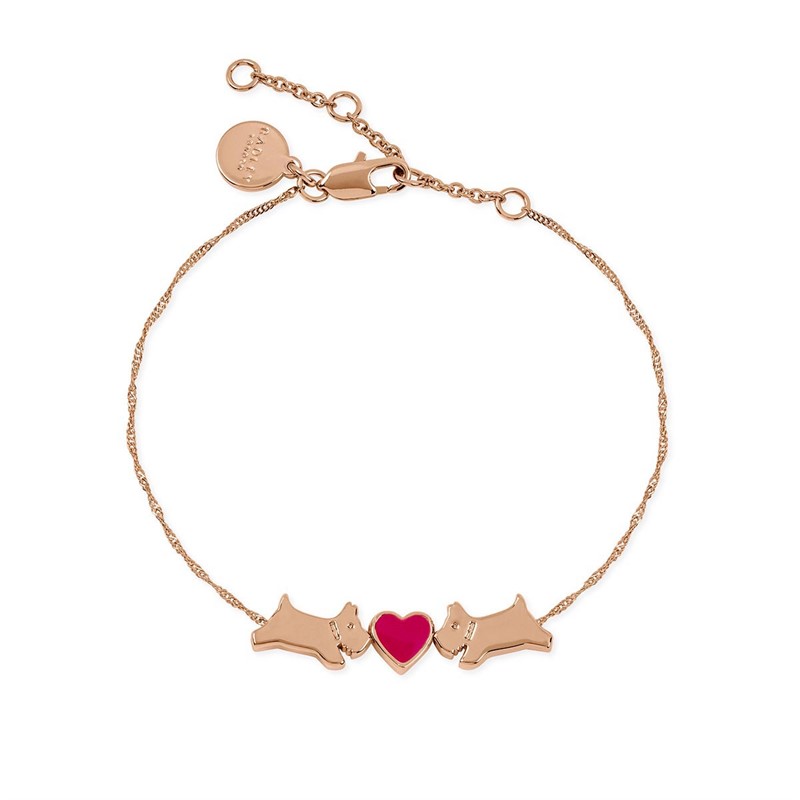 RADLEY Womens Heart Dog Bracelet 18ct Rose Gold Plated