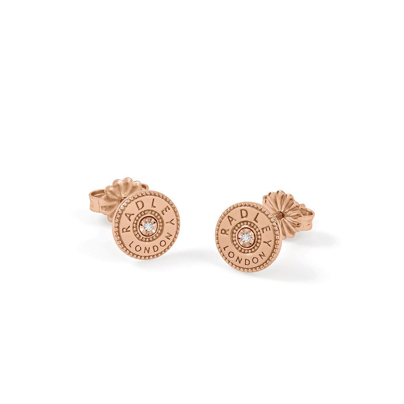 RADLEY Womens Sterling Silver And Diamond Earrings Rose Gold