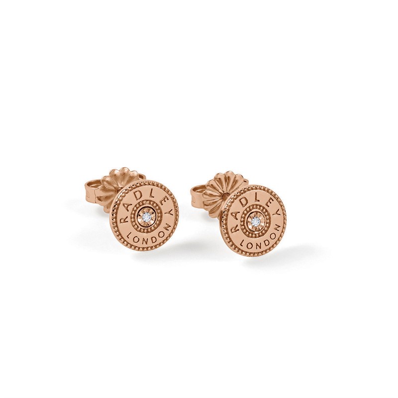 RADLEY Womens Sterling Silver And Diamond Earrings Rose Gold