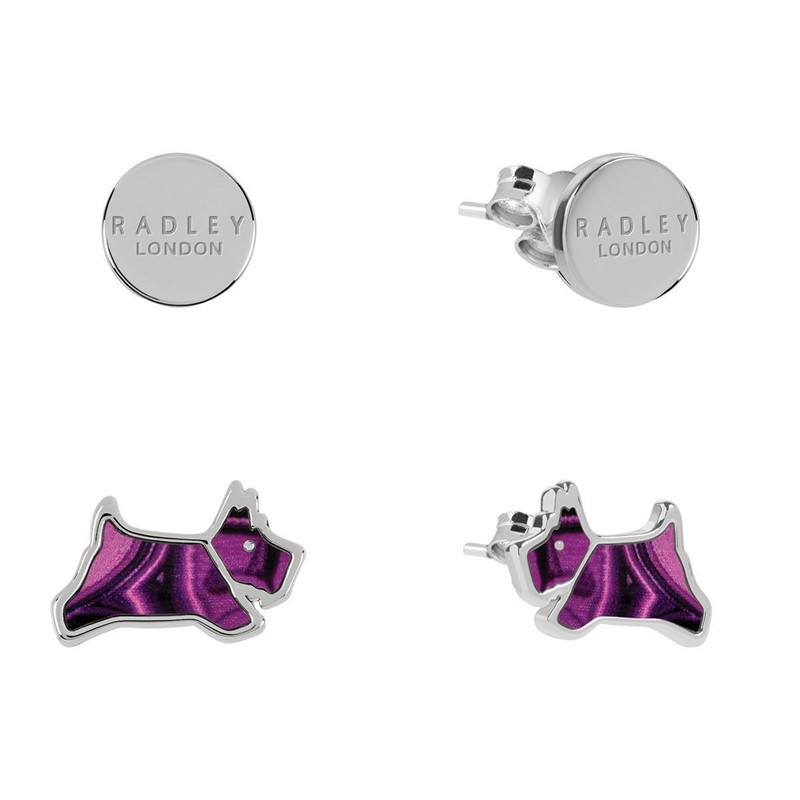 RADLEY Womens Two Pack Earrings Silver/Purple