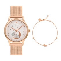 RADLEY Womens Watch Rose And Bracelet Set Gold