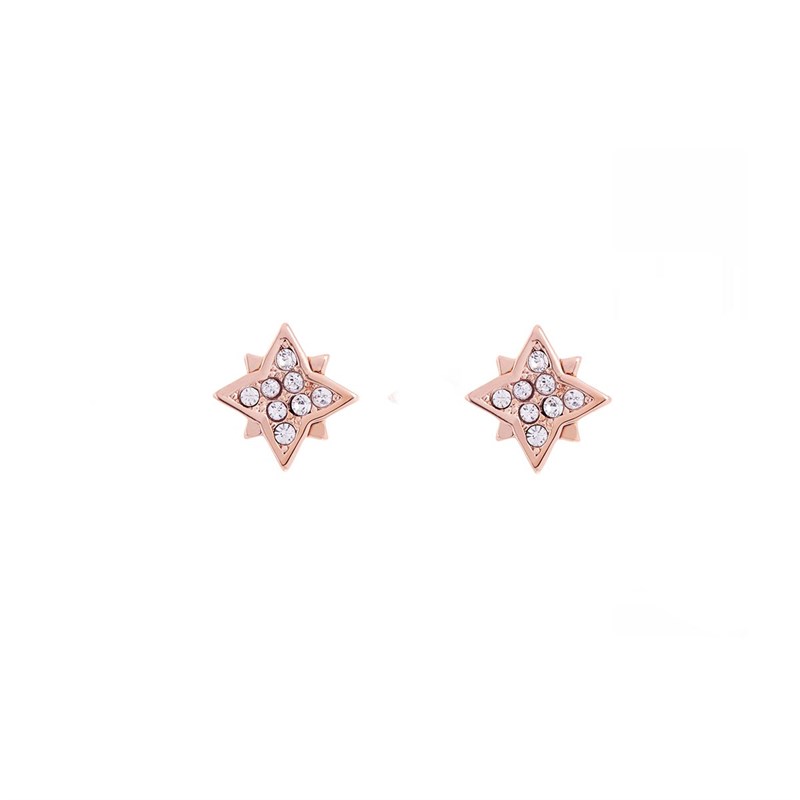 all we are Womens Stellar Pave Stud Earrings Rose Gold