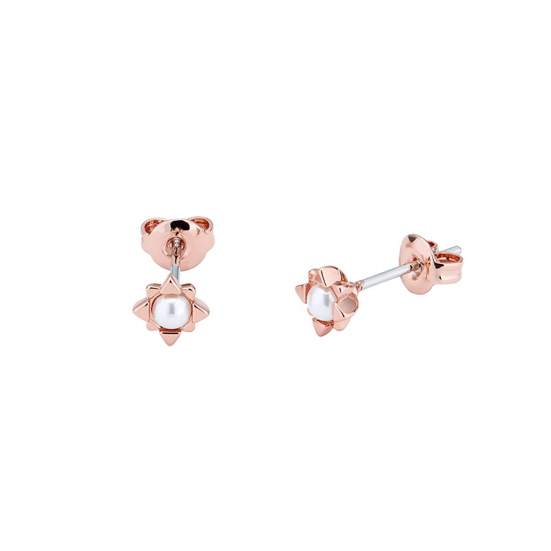 all we are Womens Stellar Pearl Stud Earrings Rose Gold