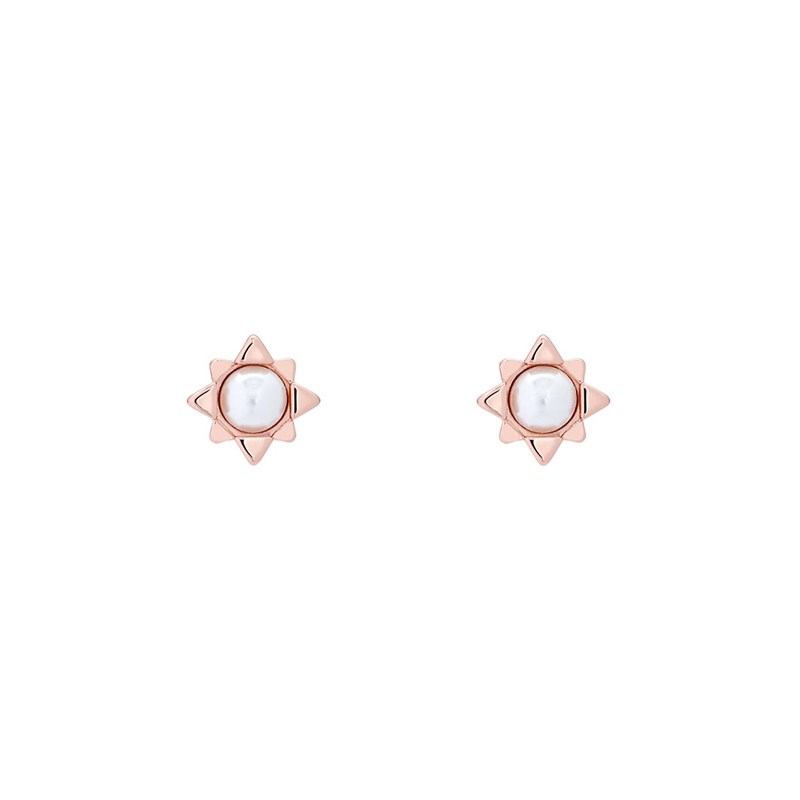 all we are Womens Stellar Pearl Stud Earrings Rose Gold