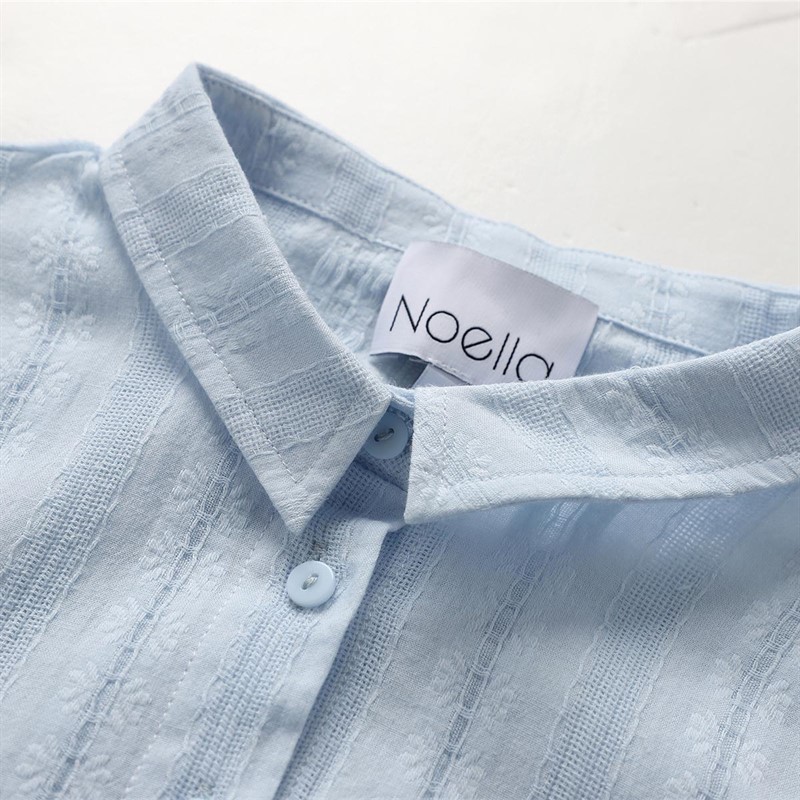Noella Dame Baja Cotton Broderie Kjoler Bleg Blå