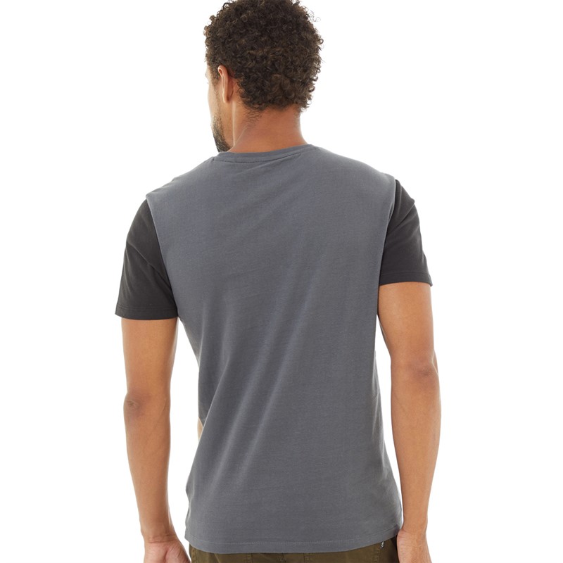 Blend Mens Colourblock T-Shirt Gray Pinstripe