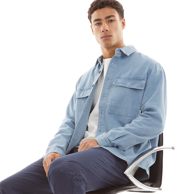 Blend Mens Denim Shirt Denim Light Blue