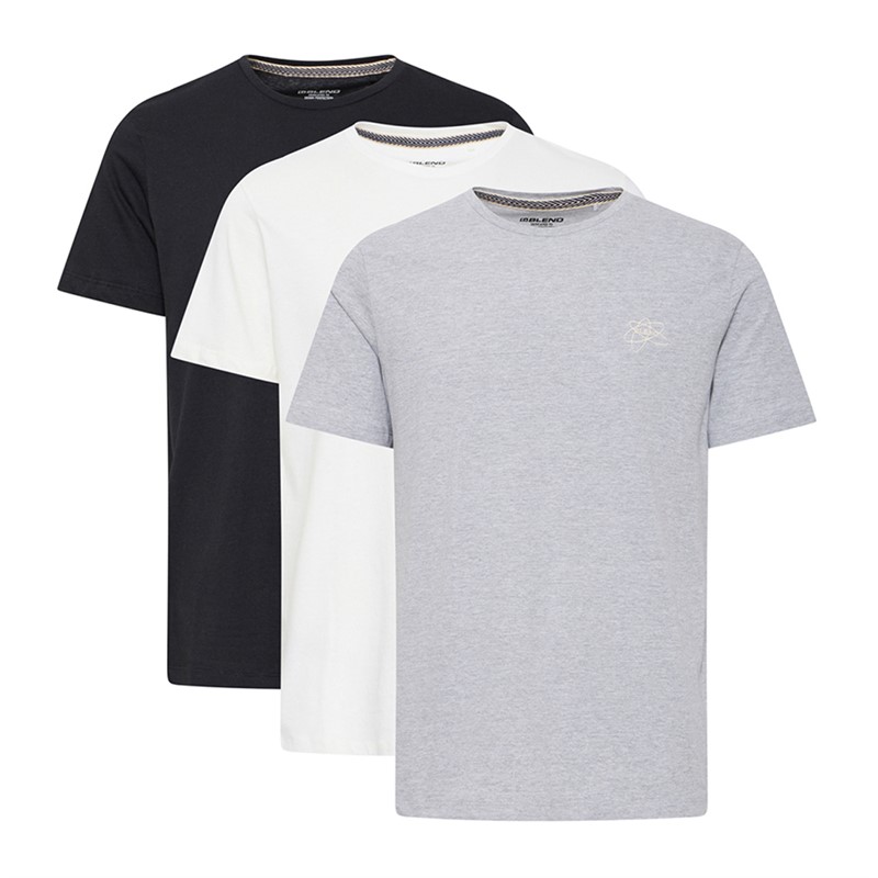 Blend Herren 3er-Pack T Shirts Grau Mel/Vanilla/Schwarz Greymel,Vanilla,Black