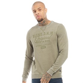 Blend Heren Sweater Gemeleerd Groen blend kopen in de aanbieding