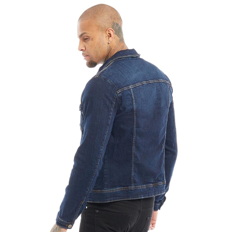 denim jacket men dark blue