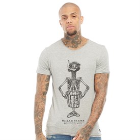 Blend Heren Grafisch T Shirt Gemeleerd Middelgrijs blend kopen in de aanbieding