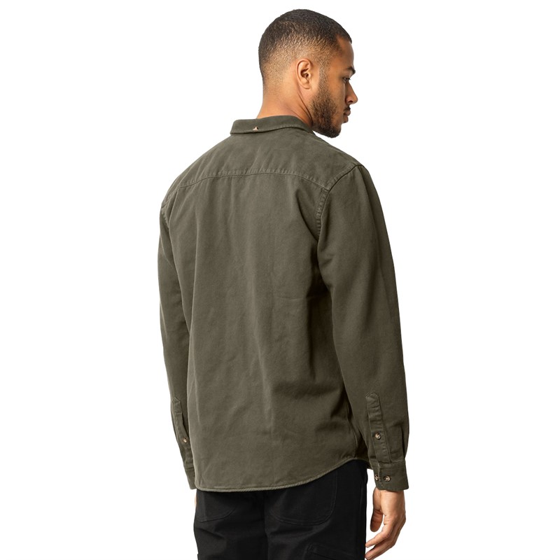 Fat Moose Herre Wyatt Garment Dyed Langærmet shirts Kakigrøn