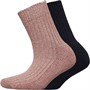 Hewitt & Munro Womens Two Pack Wool Blend Boot Socks Navy/Pink