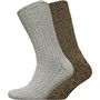 Hewitt & Munro Mens Two Pack Wool Blend Boot Socks Green Beige/Light Grey
