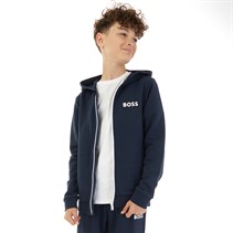 BOSS Boys Zip Through Hoodie Navy