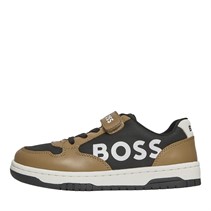 BOSS Boys Logo Strap Trainers Black