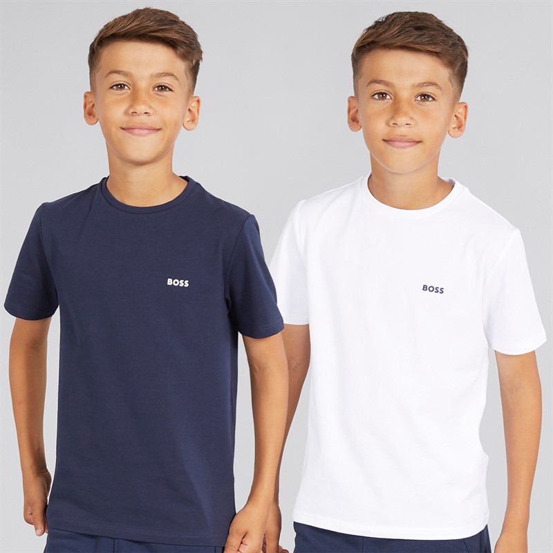 BOSS Pacquet Double T-shirts Garçon Marine/Blanc