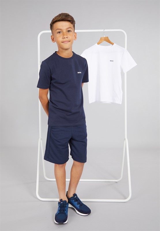 BOSS Pacquet Double T-shirts Garçon Marine/Blanc