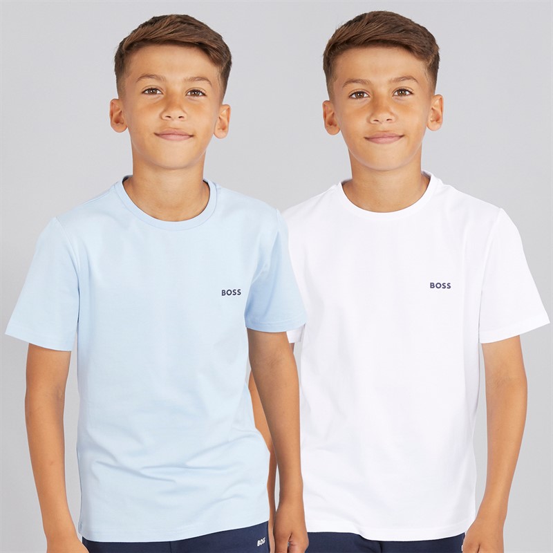 BOSS Drenge To Pakke T-shirts Lyseblå/Hvid