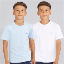 BOSS Pacquet Double T-shirts Garçon Bleu Clair/Blanc