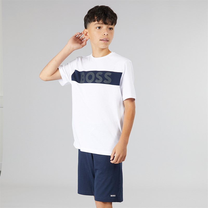 BOSS Boys T-Shirt And Bermuda Shorts Set White - Size 12Y