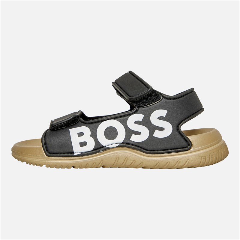 BOSS Jongens Logo Klittenband Sandalen Zwart