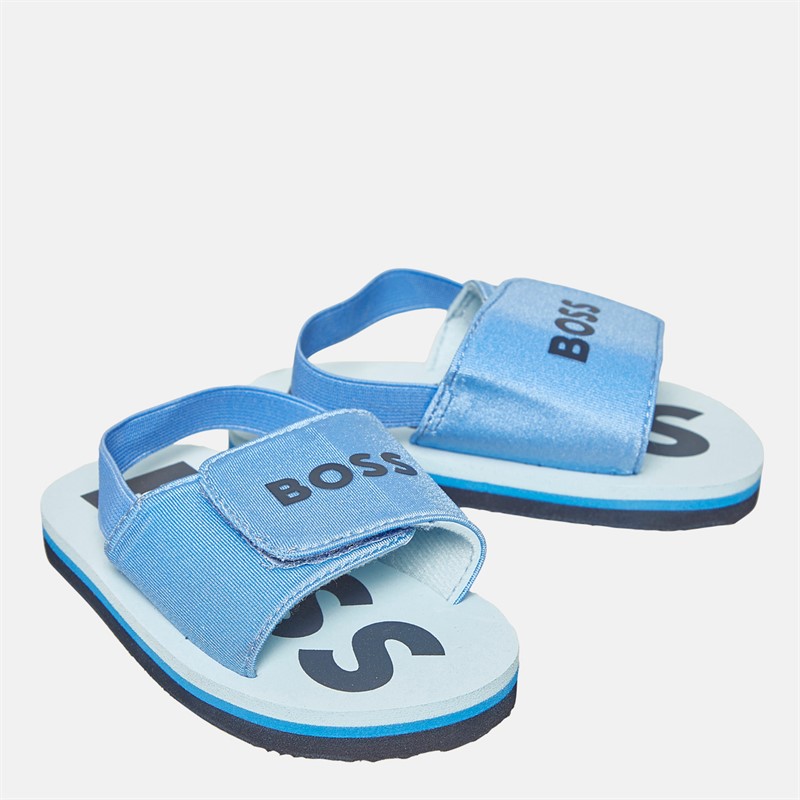 BOSS Boys Logo Elasticated Sliders Navy - Size 26