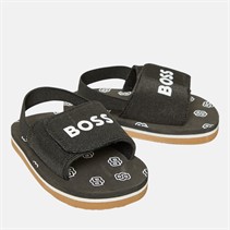 BOSS Infant Boys Logo Elasticated Sliders Black
