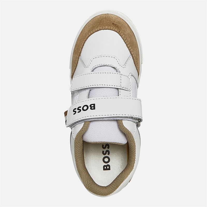 BOSS Jongens Logo Klittenband Cupzool Sneakers Wit