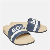 BOSS Junior Boys Logo Stripe Sliders Stone