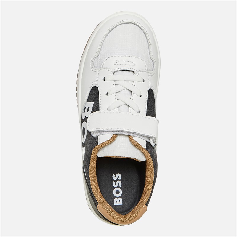 BOSS Jongens Logo Klittenband Court Sneakers Wit