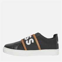 BOSS Junior Jongens Logo Elastiek Sneakers Zwart