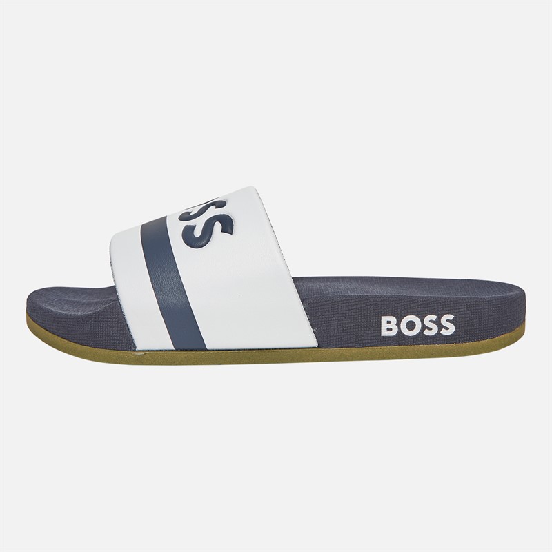 BOSS Sandales à Rayures Logo Garçon Junior Blanc