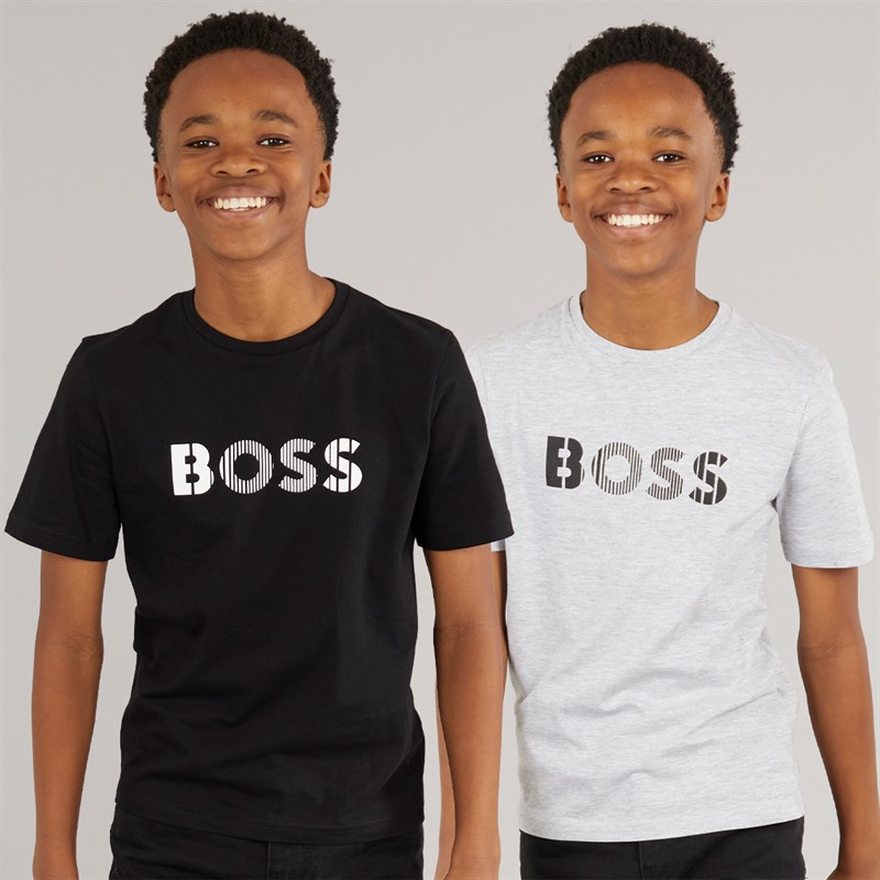 BOSS Boys Two Pack T-Shirt Black/Grey - Size 14Y