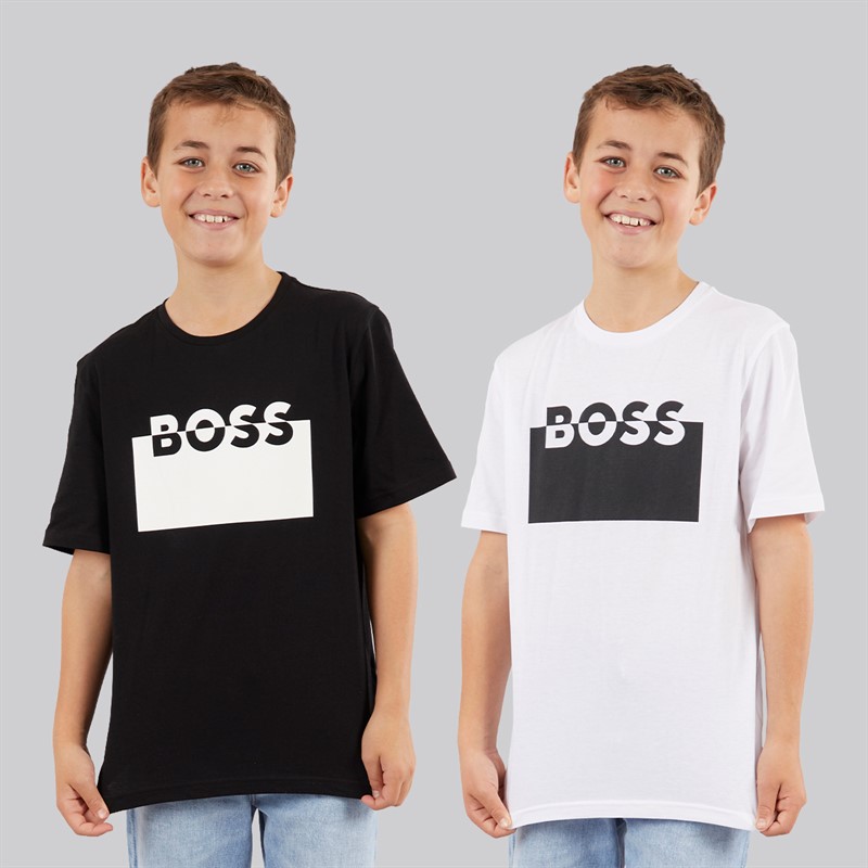 BOSS Boys Two Pack T-Shirts Black White - Size 8Y